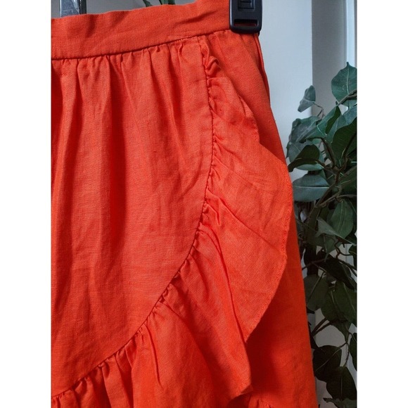 J.Crew Women's Orange 100% Cotton A-Line Casual Knee Length Skirt Size 4P - Picture 4 of 11
